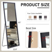 Hird Generation Black Solid Wood Frame Full Body Mirror, Bold Border, Bathroom Makeup Mirror, Bedroom Porch, Decorative Mirror, Clothing Store, Floor Standing Large Mirror. Black 65 X 22.8